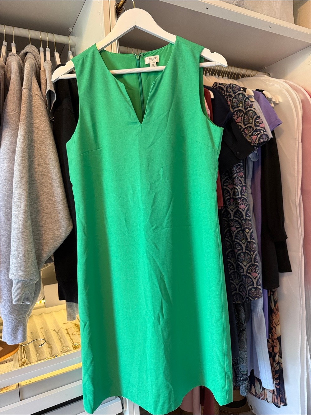 J Crew Sleeveless Green Shift Dress